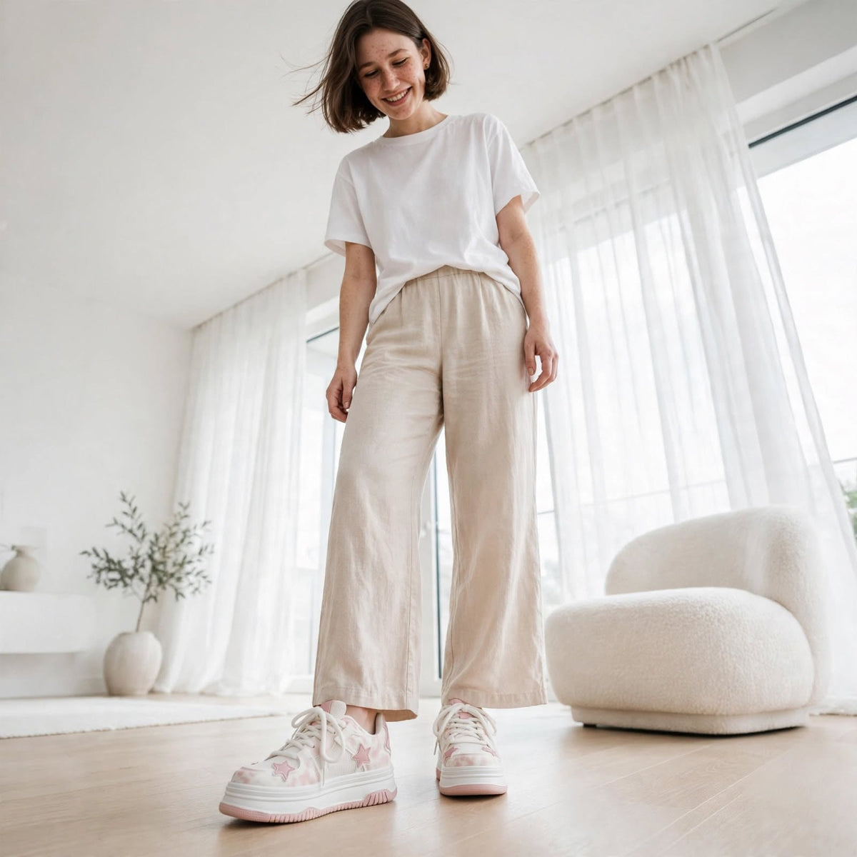 Star Embroidered Platform Sneakers
