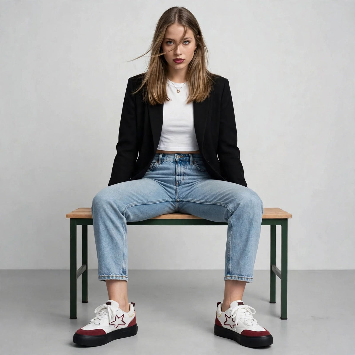 Star Detail Retro Platform Sneakers