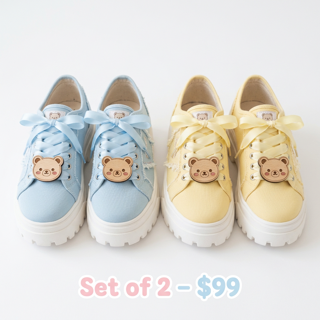 Set of 2 – Bear Charm Sneakers