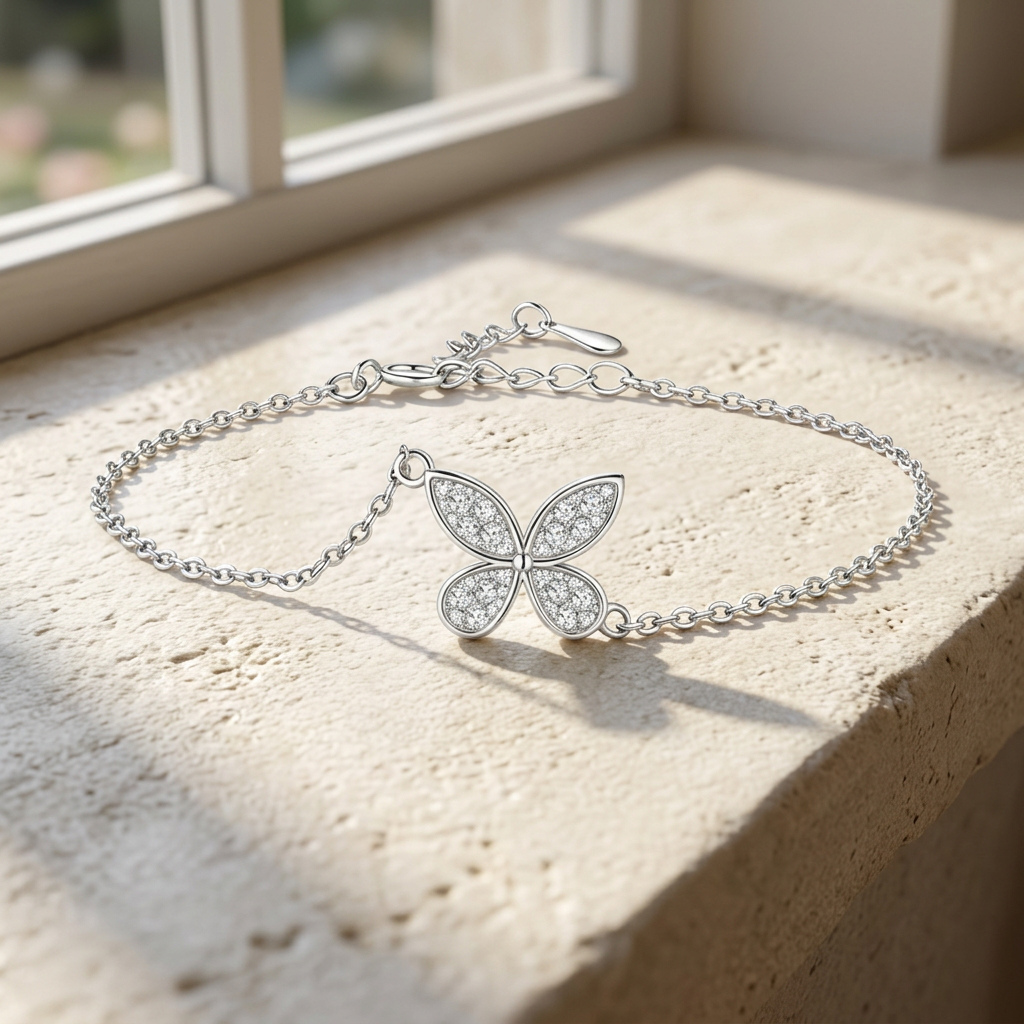 Silver bracelet on stone