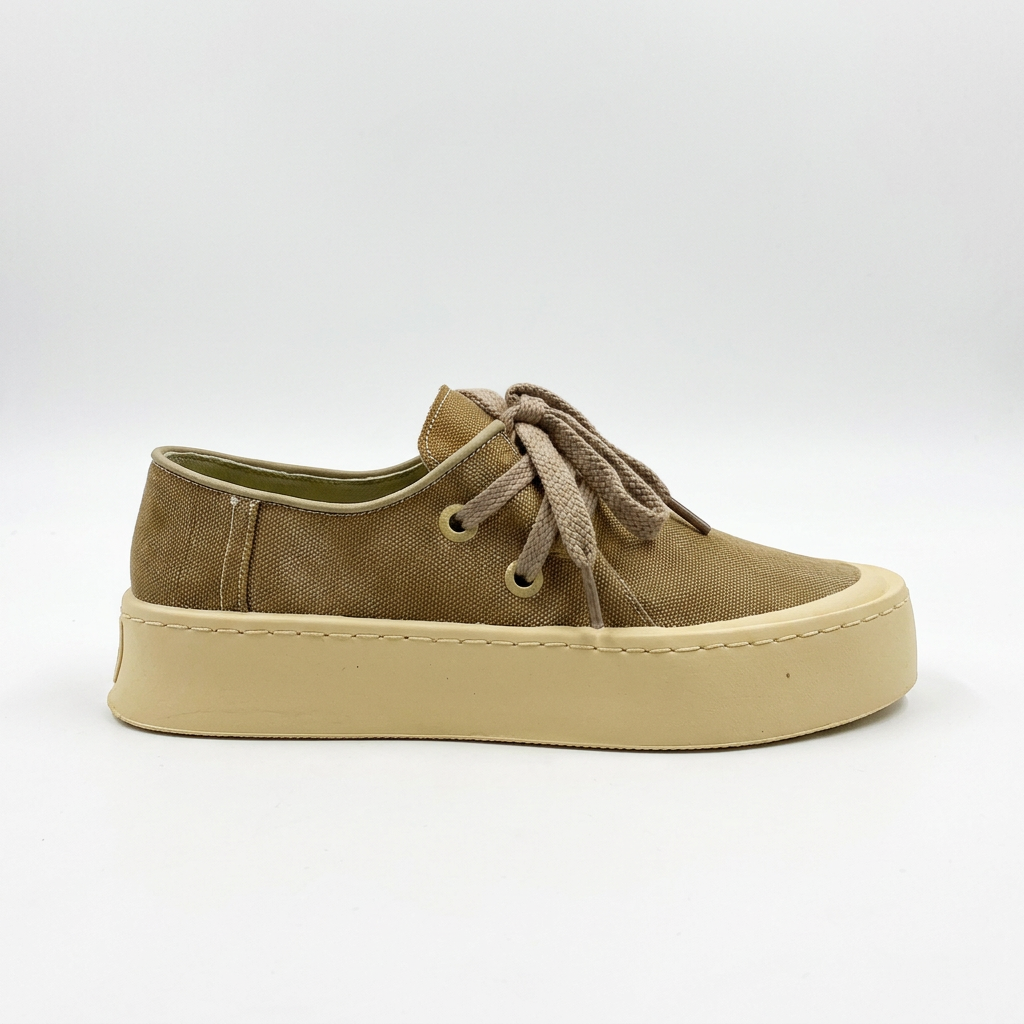 Tan canvas shoe side view