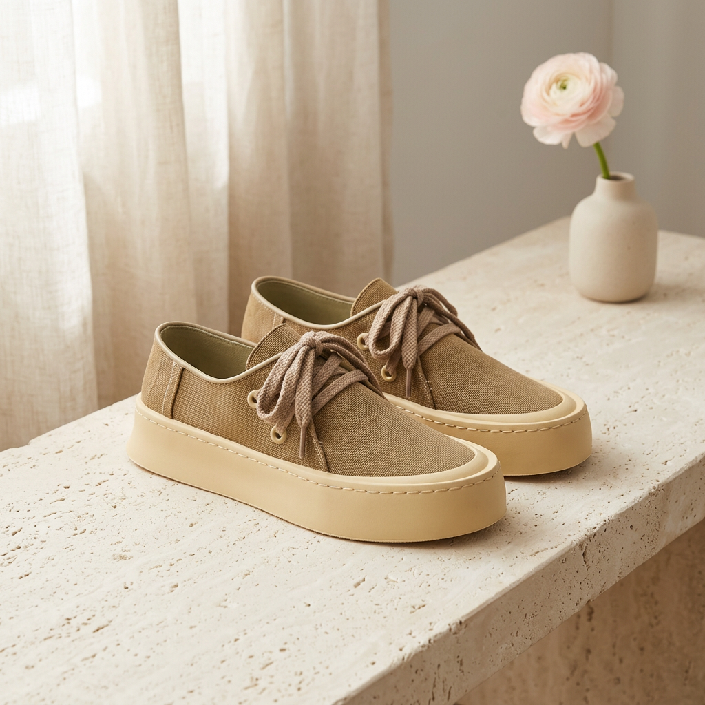 Tan canvas shoes editorial shot