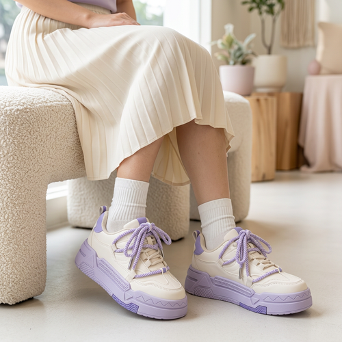 Woman wearing purple Chic Platform Sneakers