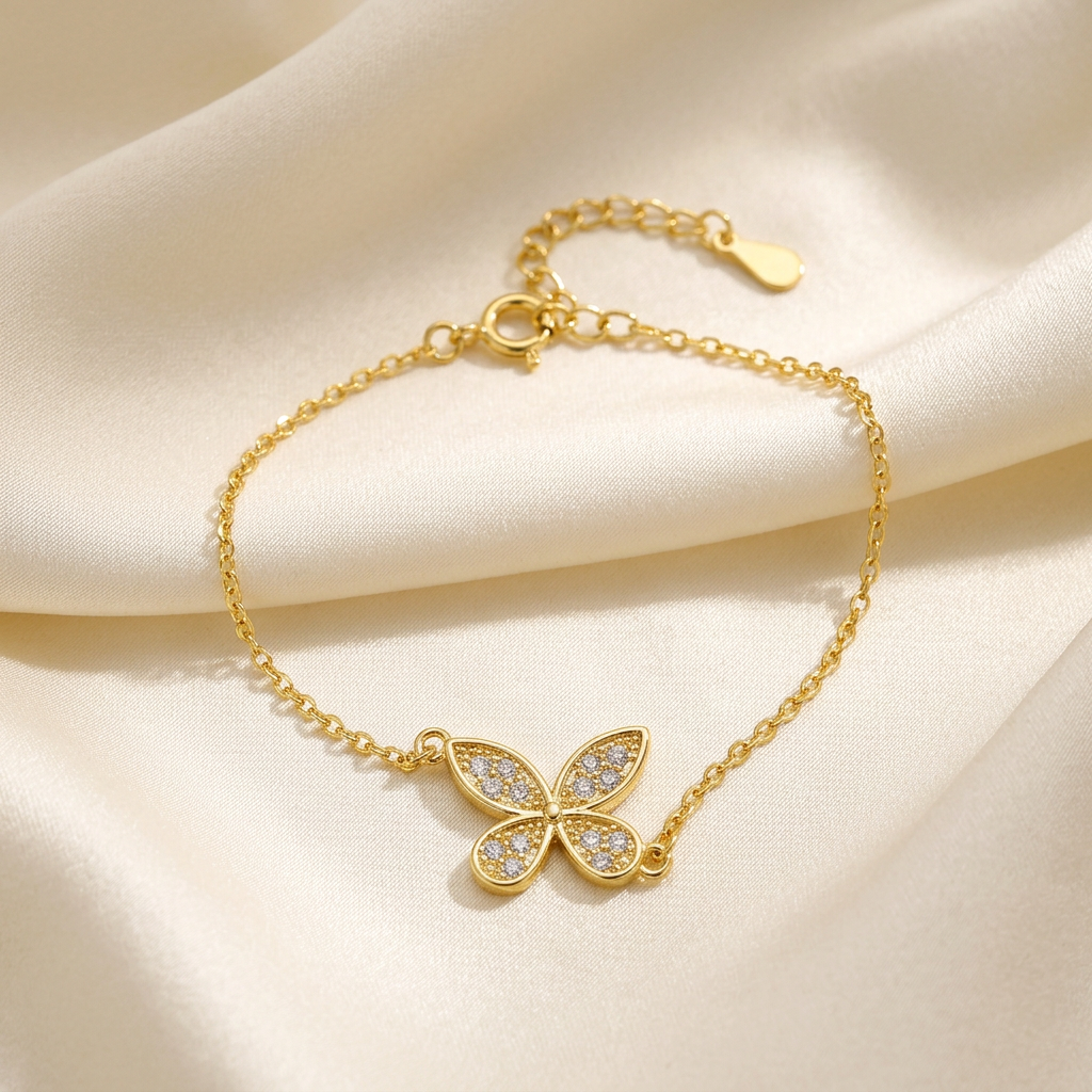 Yellow bracelet on satin